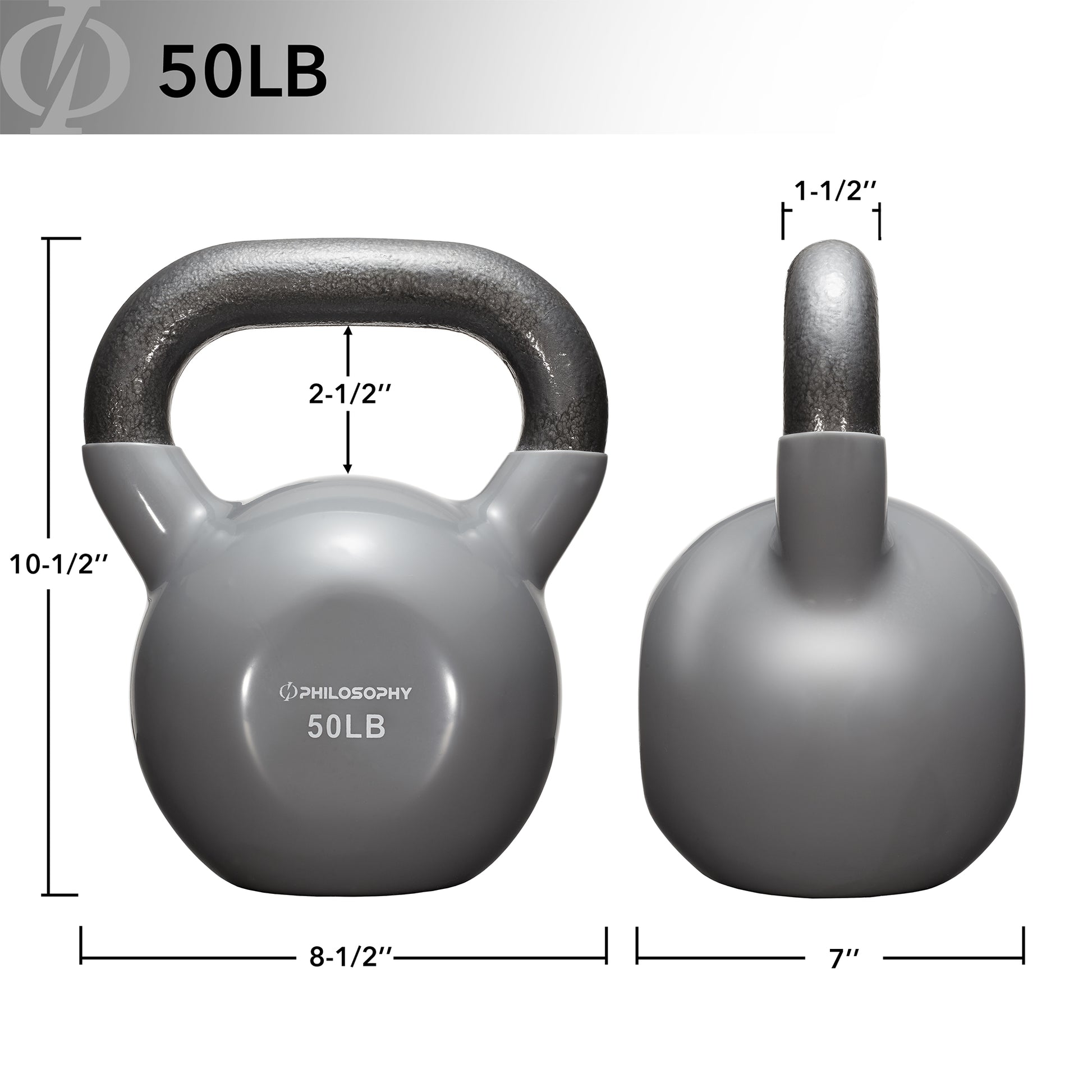 Vinyl Coated Cast Iron Kettlebell, 5 Lbs to 50 Pound Weights